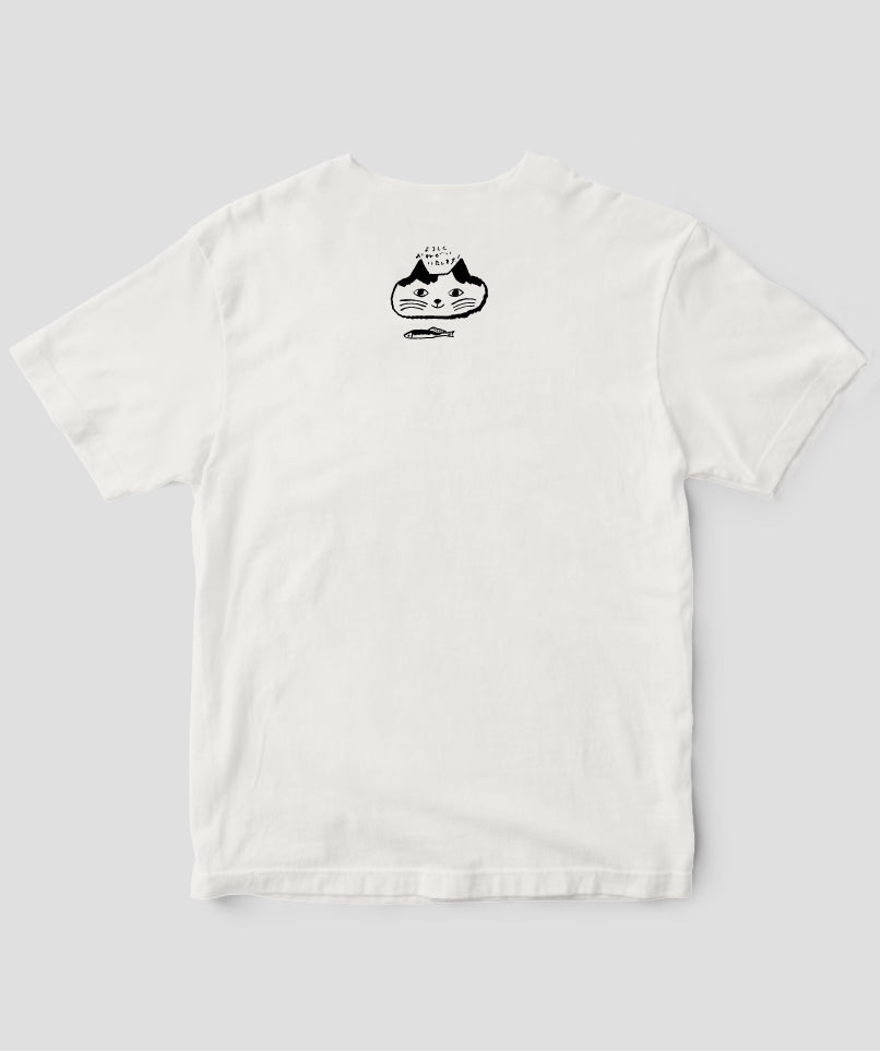 天然生活×トラネコボンボン オリジナルTシャツ「猫と魚」Type D 