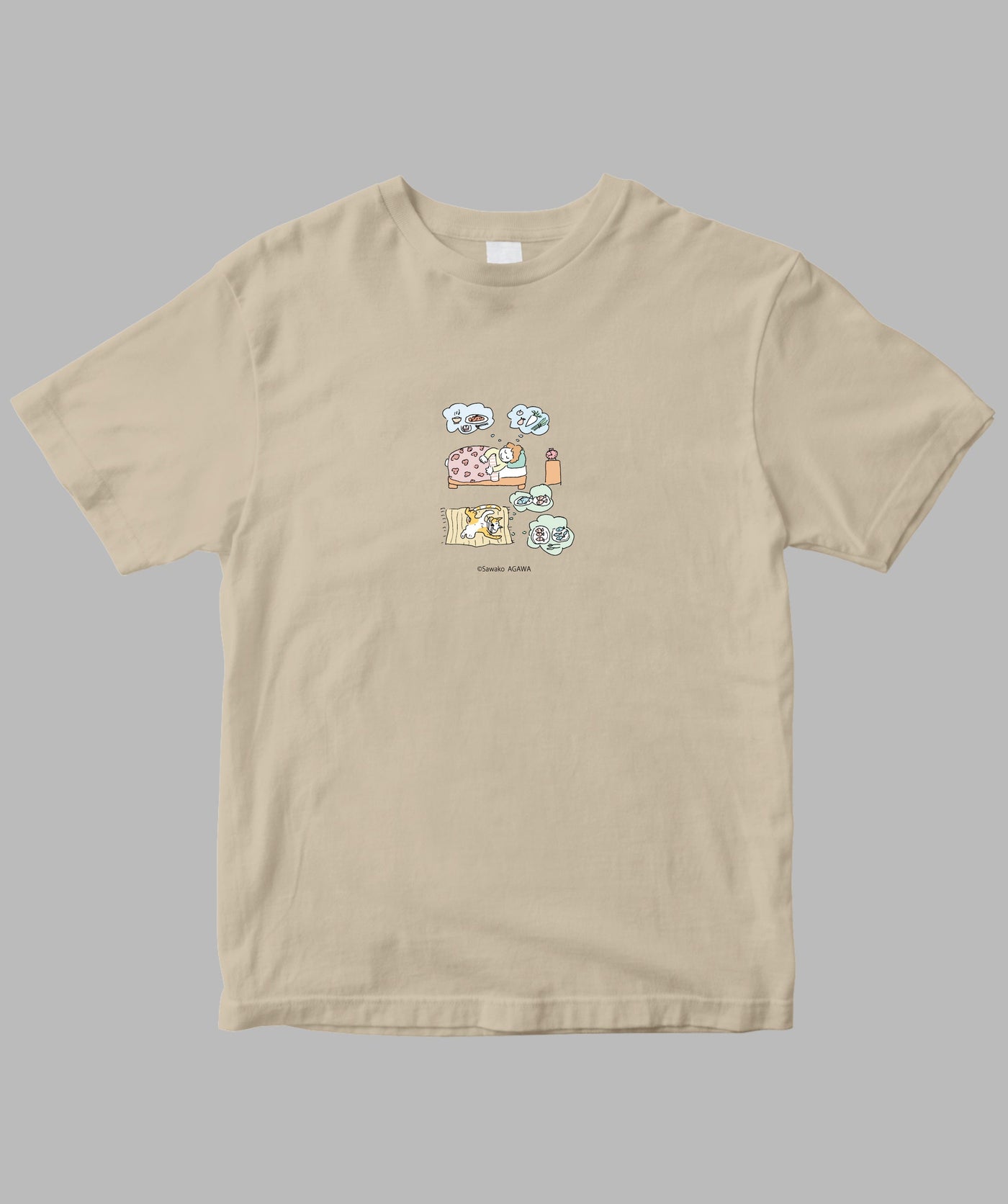 阿川佐和子 / だいたいしあわせ イラストTシャツ  なに食べる？TypeA / 晶文社