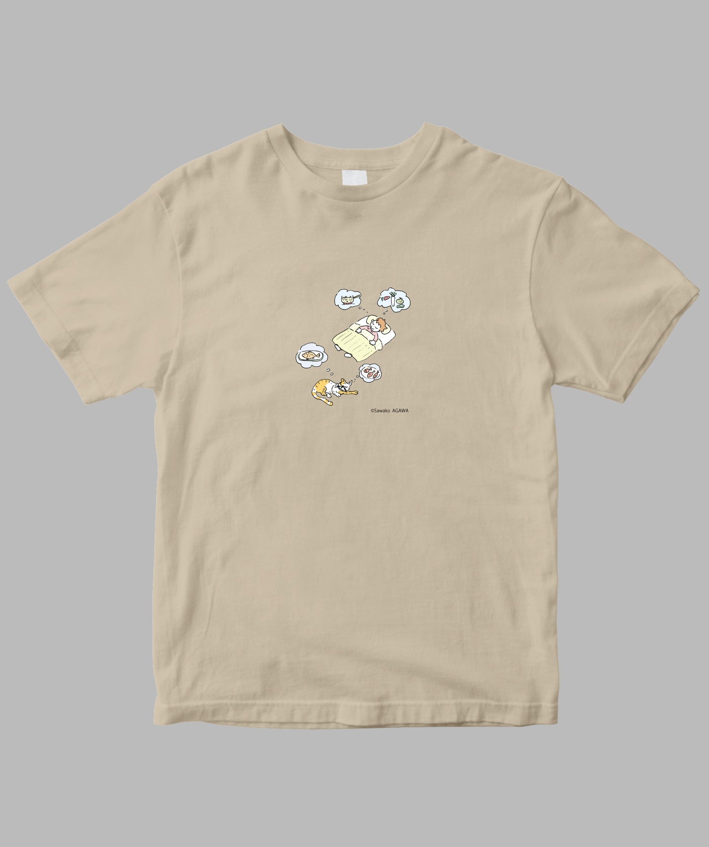 阿川佐和子 / だいたいしあわせ イラストTシャツ なに食べる？TypeB / 晶文社