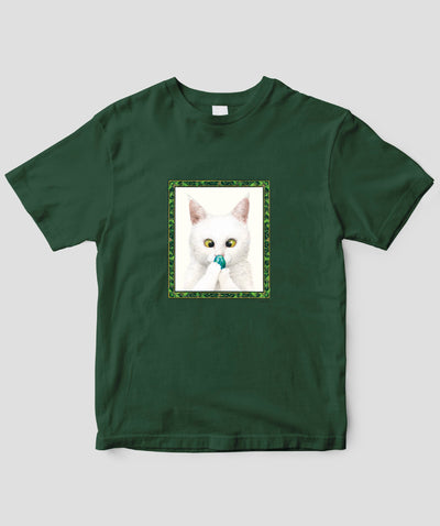 なかの真実『みどりのがけのふるいいえ』猫と不思議な石Tシャツ / 世界文化社