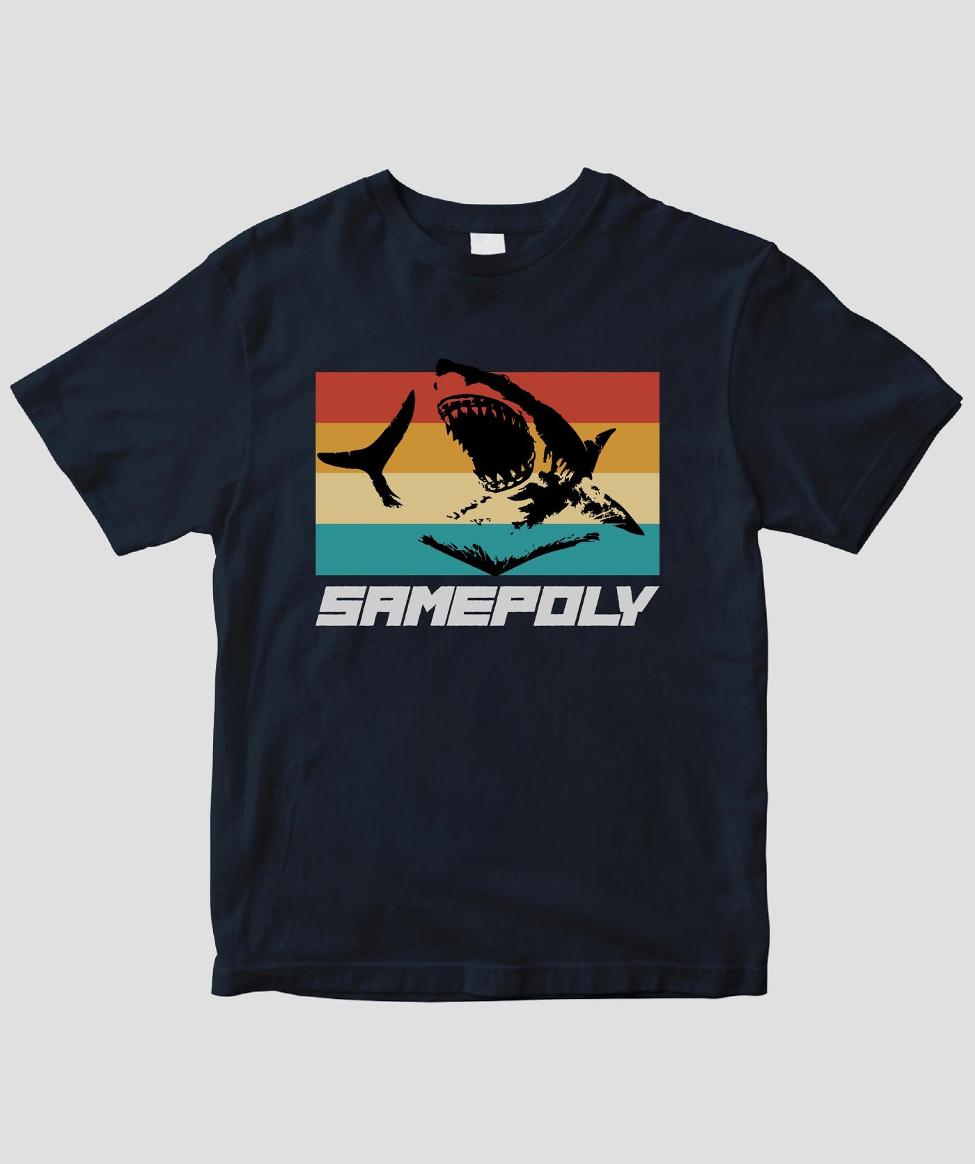サメポリー / レインボーストライプTシャツ / サイバーダイン