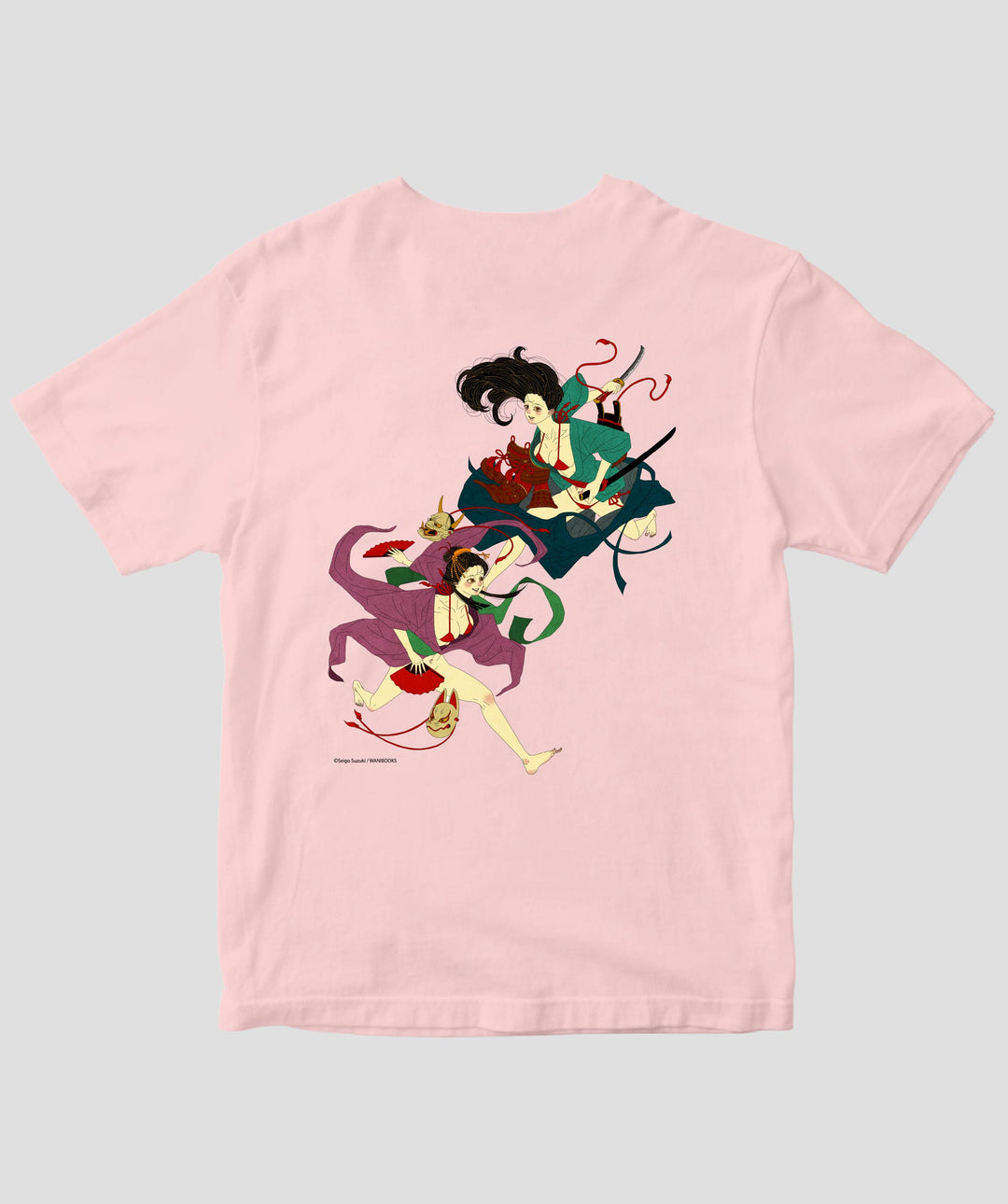 【Nikomari】familiar 車イラスト Tシャツ ピンク 鈴木セイゴ画集「うっつく -日ノ本美人寄-」 / 『うっつく』Tシャツ