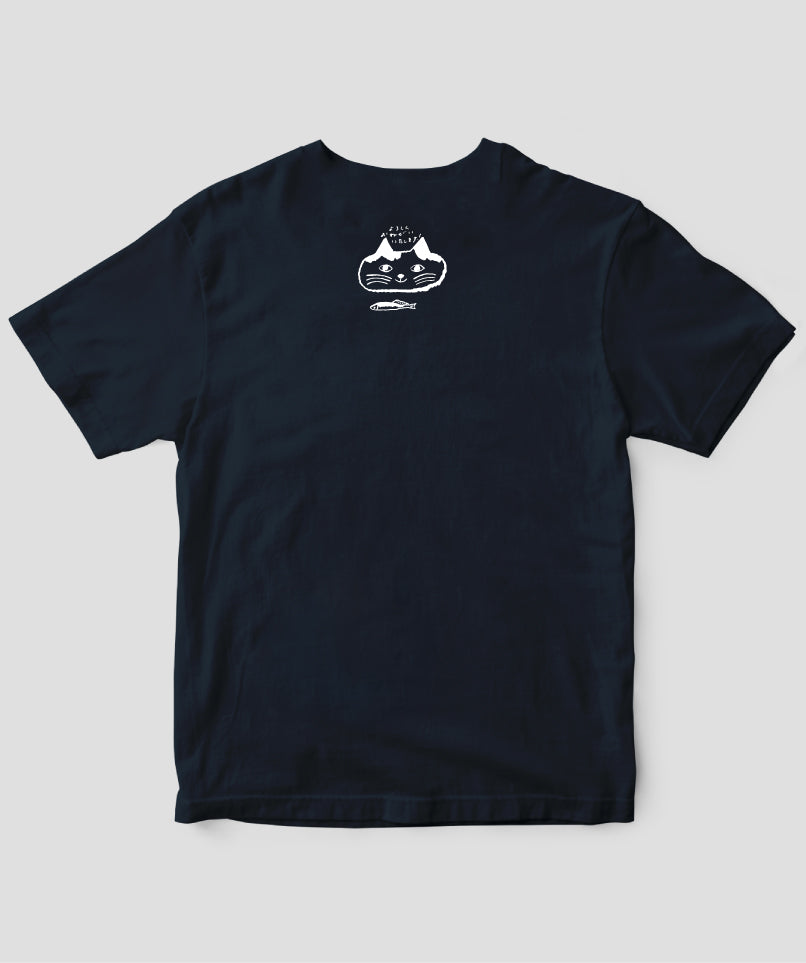 天然生活×トラネコボンボン オリジナルTシャツ「猫と魚」Type D（バックプリント） / 扶桑社
