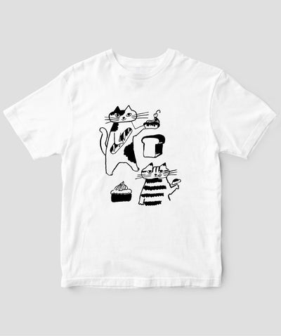天然生活×トラネコボンボン オリジナルTシャツ「猫とパンとお菓子」Type A / 扶桑社