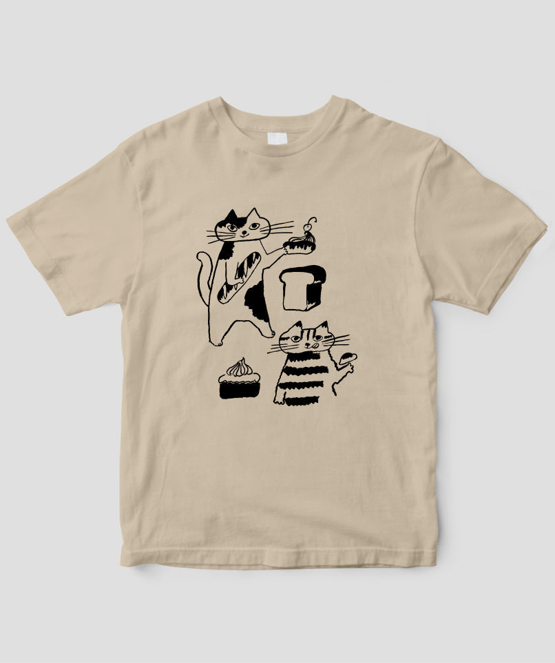 天然生活×トラネコボンボン オリジナルTシャツ「猫とパンとお菓子」Type A / 扶桑社
