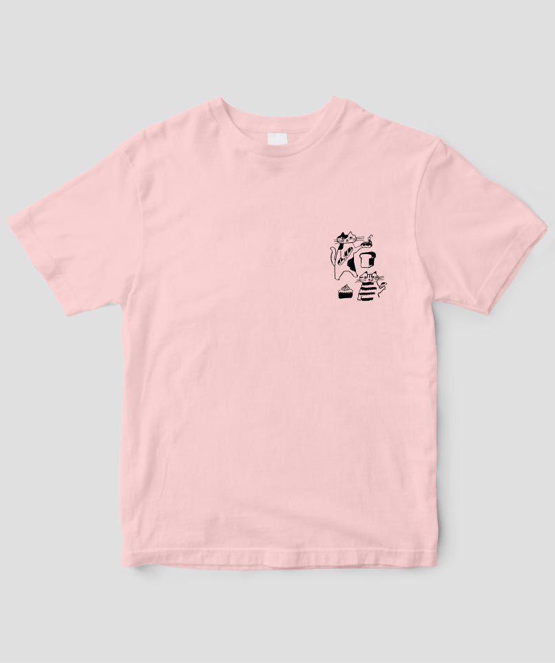 天然生活×トラネコボンボン オリジナルTシャツ「猫とパンとお菓子」Type B / 扶桑社