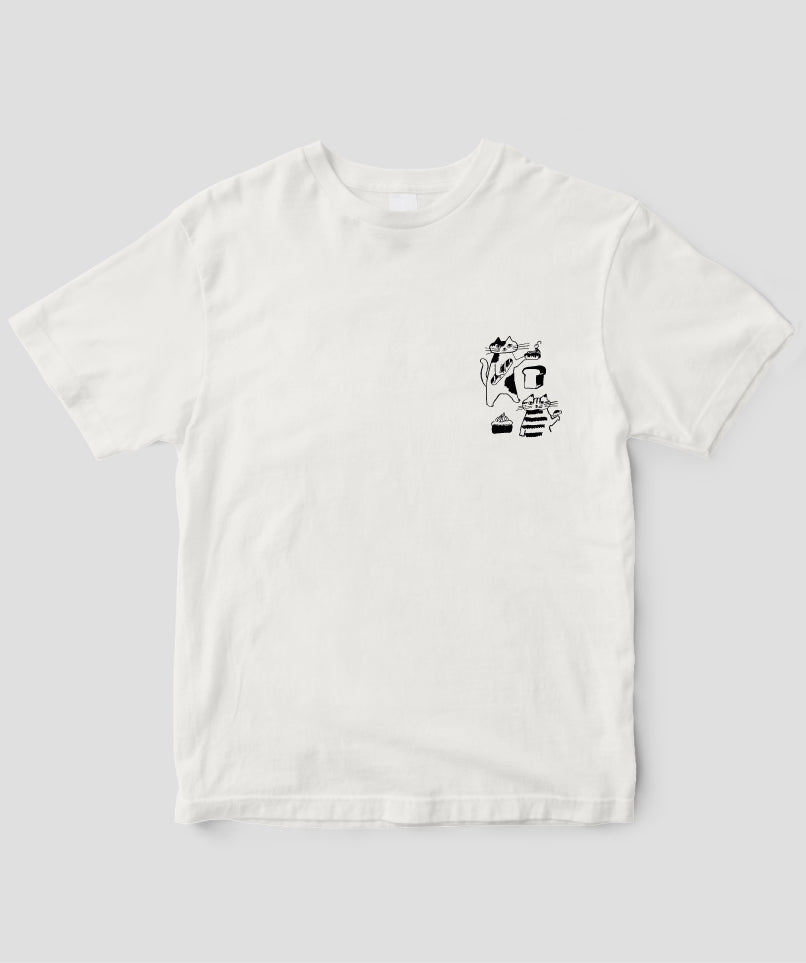 天然生活×トラネコボンボン オリジナルTシャツ「猫とパンとお菓子」Type B / 扶桑社