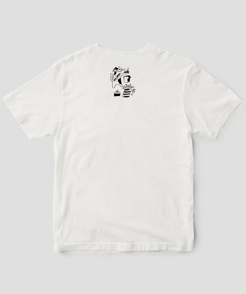 天然生活×トラネコボンボン オリジナルTシャツ「猫とパンとお菓子」Type D（バックプリント） / 扶桑社