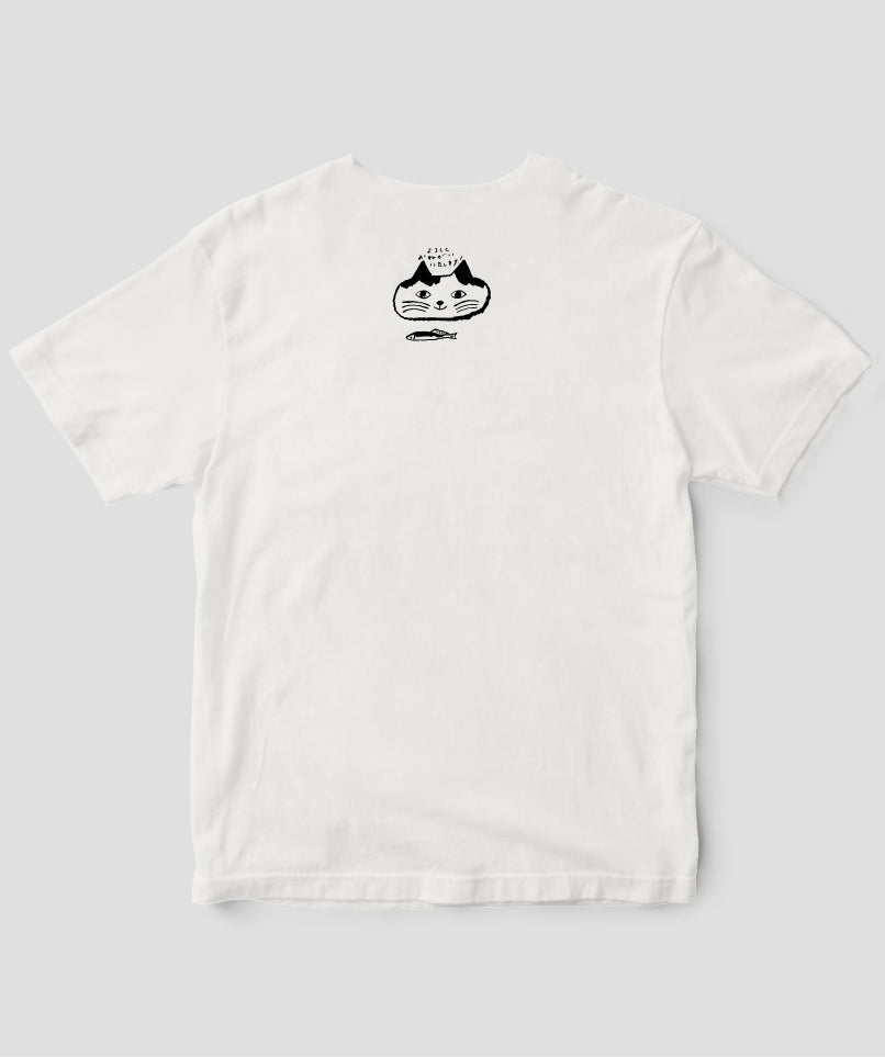 【キッズ】天然生活×トラネコボンボン オリジナルTシャツ「猫と魚」Type D（バックプリント） / 扶桑社