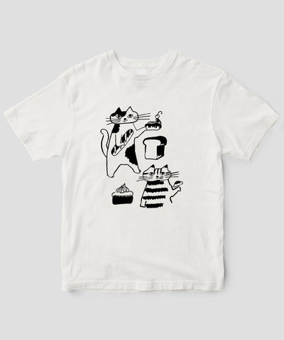 【キッズ】天然生活×トラネコボンボン オリジナルTシャツ「猫とパンとお菓子」Type A / 扶桑社