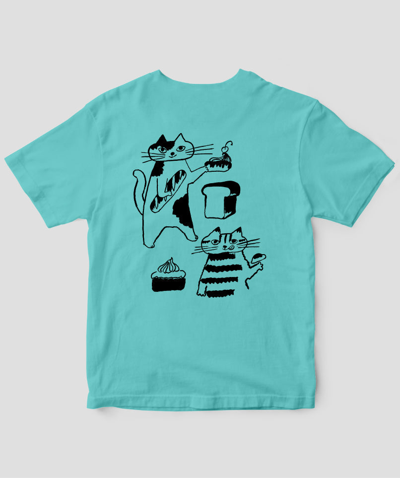 【キッズ】天然生活×トラネコボンボン オリジナルTシャツ「猫とパンとお菓子」Type C（バックプリント） / 扶桑社