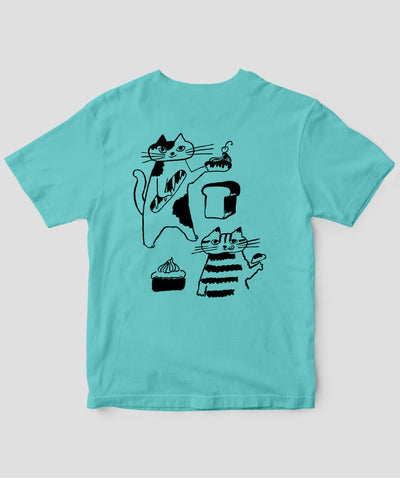 【キッズ】天然生活×トラネコボンボン オリジナルTシャツ「猫とパンとお菓子」Type C（バックプリント） / 扶桑社