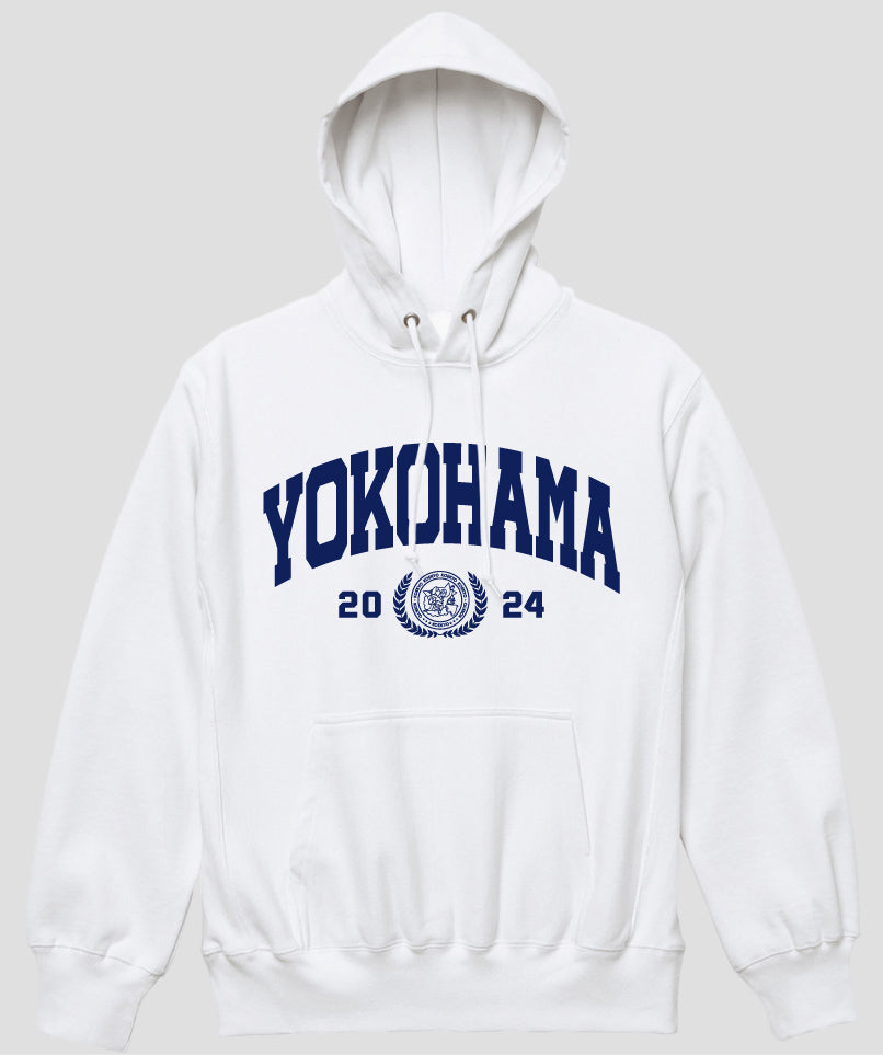 カレッジ風「YOKOHAMA」Type A ヘビーウエイトプルオーバーパーカ（裏起毛） / 声の教育社